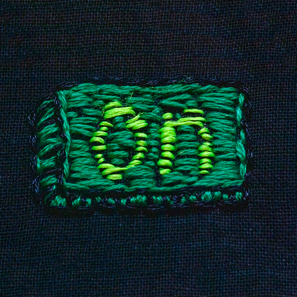 embroidered On button